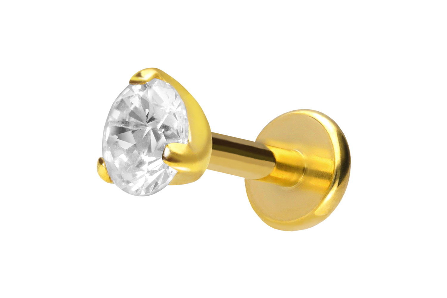 Titan Labret Piercing mit Push Fit EINGEFASSTER KRISTALL